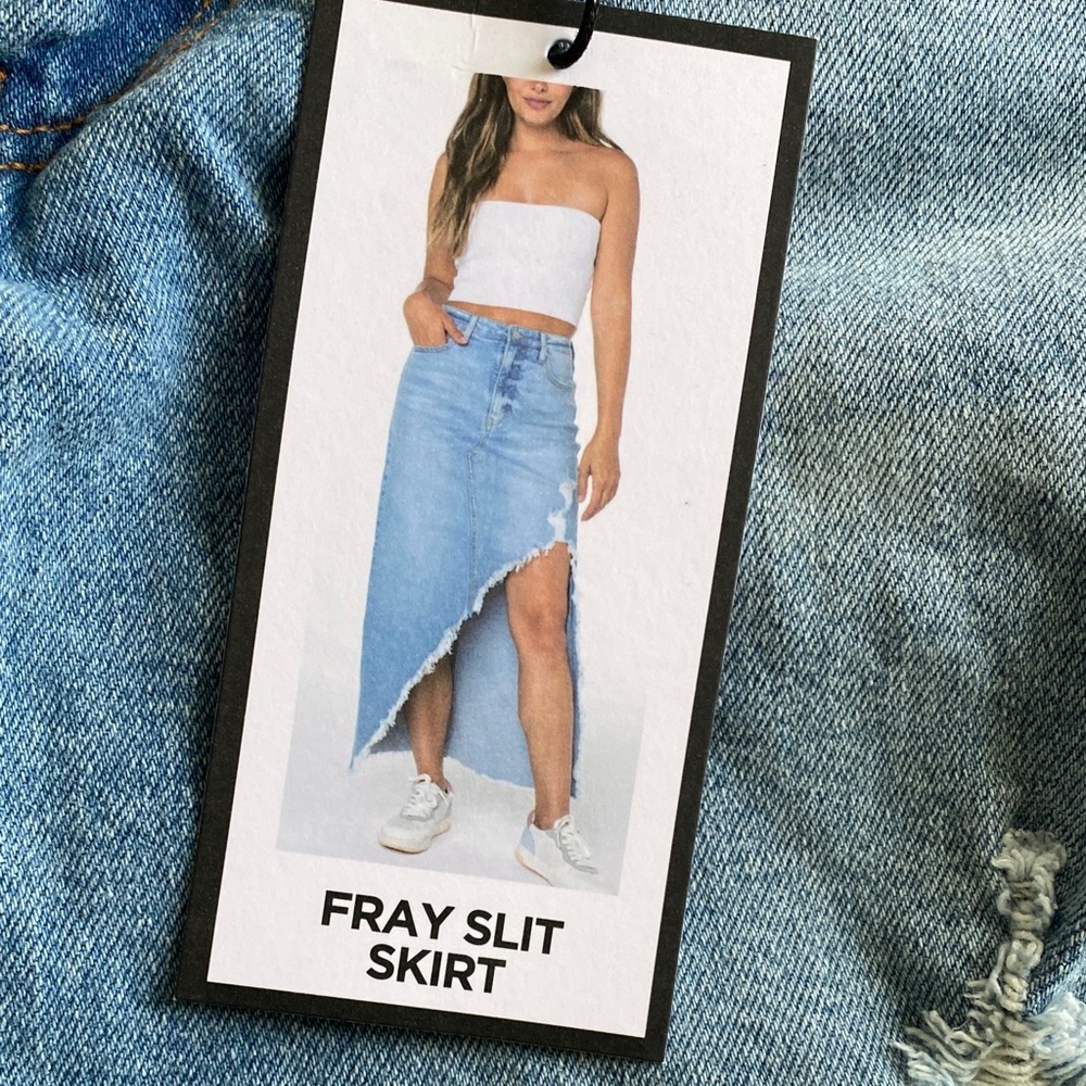 BCBGeneration Denim Maxi Skirt with Distressed Details - Picture 2 of 4